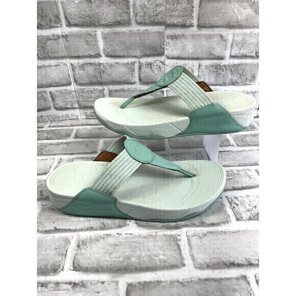 Fitflop Walkstar Finestripe Webbing Toe-Post Sandals Sea Foam Green Size 10 / 42 - Picture 1 of 11